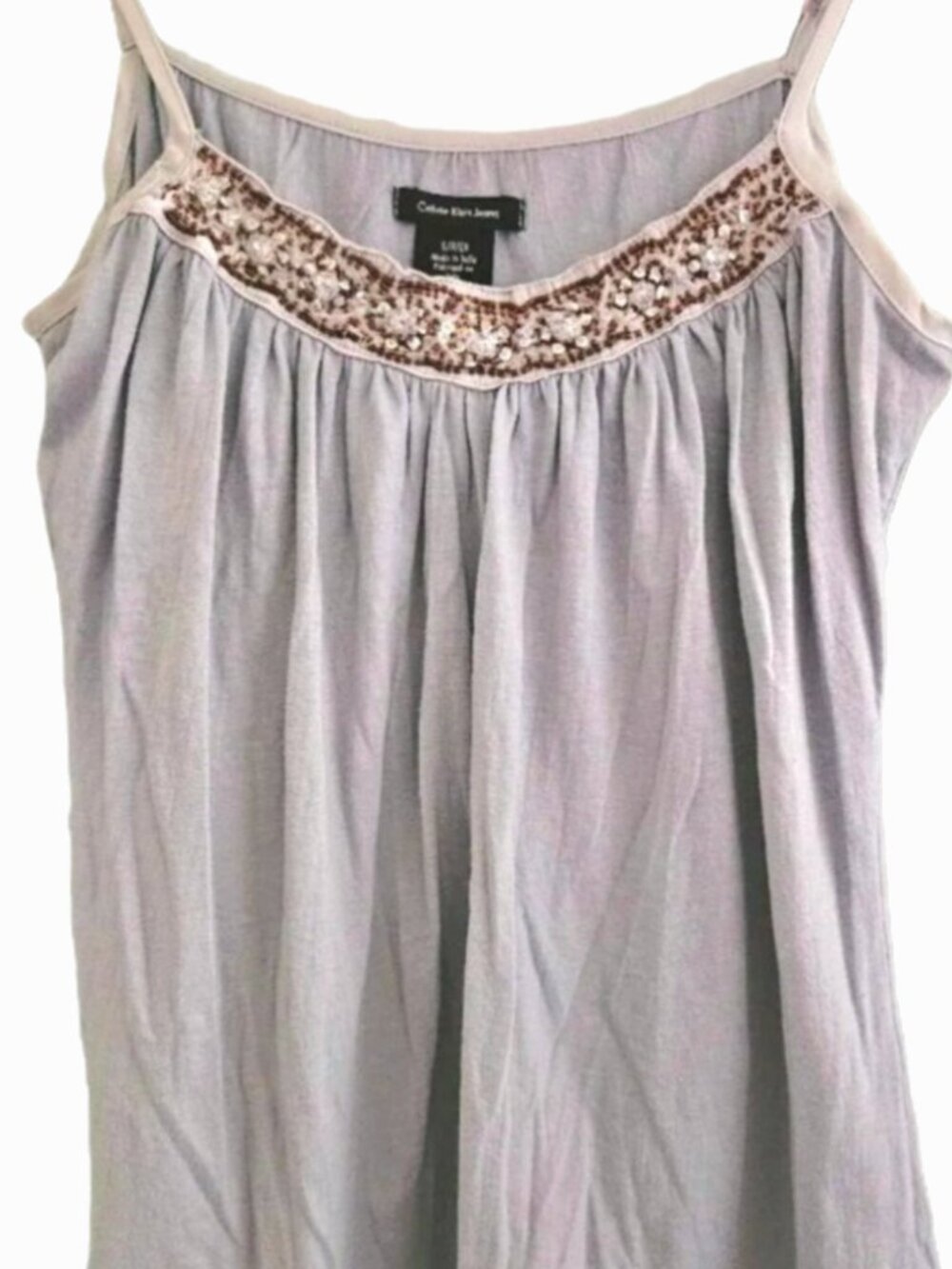 Calvin Klein Y2K Blue Beaded Top Size S